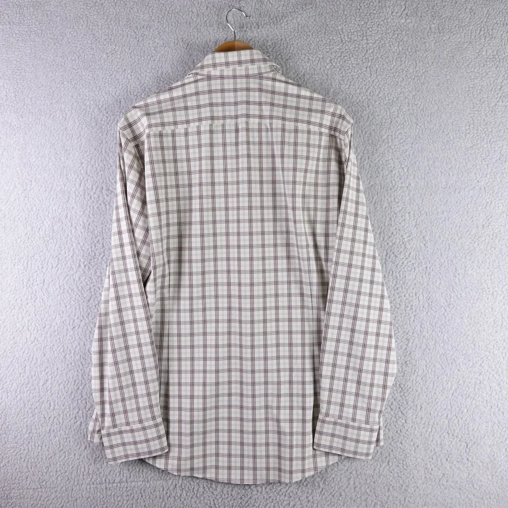 Mizzen + Main Leeward Trim Fit Plaid Performance Dress Shirt Mens‎ XL Purple Tan